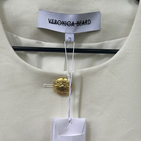 Veronica Beard Tamara White Linen Collarless Vest - Picture 9 of 12